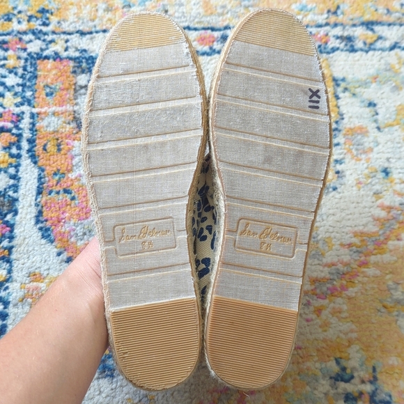 Sam Edelman Verona Leopard Print Canvas Slip On Espadrille Flats Cream Navy 8.5 - Picture 14 of 15